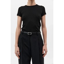 Kadınlar Için Ince Kemer - %100 Dana Derisi, Ayarlanabilir Uzunluk ve Klasik Gümüş Tokalı