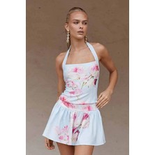 Şık Halter Yaka Carmine Top - Kadınlar Için Iddialı ve Rahat Üst