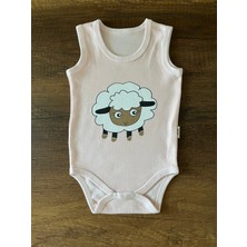 1 Adet Kolsuz Bebek Badi Body Zıbın Alttan Çıtçıtlı Bisiklet Yaka Yenidoğan Kuzu Desen