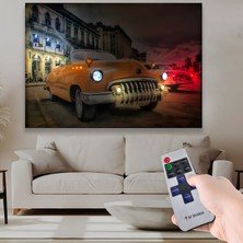 LED Işıklı Uzaktan Kumandalı Klasik Araba Kanvas Tablo