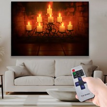 LED Işıklı Uzaktan Kumandalı Mumlar Kanvas Tablo