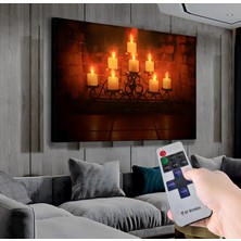LED Işıklı Uzaktan Kumandalı Mumlar Kanvas Tablo