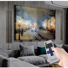 LED Işıklı Uzaktan Kumandalı Kış Kanvas Tablo