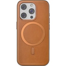Venco Iphone 15 Pro Puskas Magsafe Kapak - Açık Kahve Svlrs