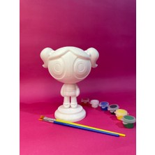 Powerpuff Girls – Bubbles Figür Boyama Seti | 15 cm | 6 Renk Akrilik Boya + 2 Fırça
