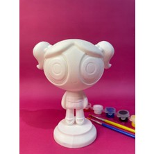 Powerpuff Girls – Bubbles Figür Boyama Seti | 15 cm | 6 Renk Akrilik Boya + 2 Fırça
