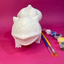Bulbasaur Figür Boyama Seti | 15 cm | 3D Yazıcı Üretimi + 6 Renk Akrilik Boya + 2 Fırça