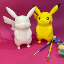 Pikachu Figür Boyama Seti | 15 cm | 3D Yazıcı Üretimi + 6 Renk Akrilik Boya + 2 Fırça