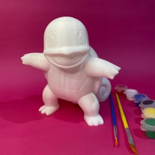 Squirtle Figür Boyama Seti | 15 cm | 3D Yazıcı Üretimi 6 Renk Akrilik Boya 2 Fırça Kendin Yap Seti