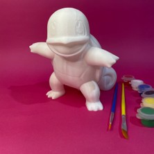 Squirtle Figür Boyama Seti | 15 cm | 3D Yazıcı Üretimi 6 Renk Akrilik Boya 2 Fırça Kendin Yap Seti