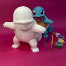 Squirtle Figür Boyama Seti | 15 cm | 3D Yazıcı Üretimi 6 Renk Akrilik Boya 2 Fırça Kendin Yap Seti