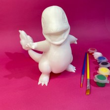 Charmander Figür Boyama Seti | 15 cm | 3D Yazıcı Üretimi + 6 Renk Akrilik Boya + 2 Fırça