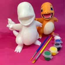 Charmander Figür Boyama Seti | 15 cm | 3D Yazıcı Üretimi + 6 Renk Akrilik Boya + 2 Fırça