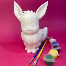 Eevee Figür Boyama Seti | 15 cm | 3D Yazıcı Üretimi 6 Renk Akrilik Boya 2 Fırça Kendin Yap Seti