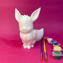 Eevee Figür Boyama Seti | 15 cm | 3D Yazıcı Üretimi 6 Renk Akrilik Boya 2 Fırça Kendin Yap Seti
