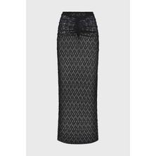 Stretch Lace V-Waist Maxi Etek - Konforlu ve Şık Tasarım |%95 Naylon, %5 Spandeks