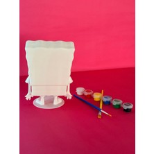 Süngerbob Figür Boyama Seti – 15 cm | 3D Yazıcı Üretimi | 6 Renk Akrilik Boya + 2 Fırça