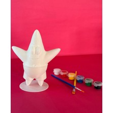 Patrick Figür Boyama Seti – 15 cm | 3D Yazıcı Üretimi | 6 Renk Akrilik Boya + 2 Fırça Kendin Yap Set