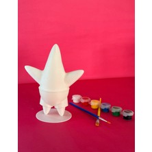 Patrick Figür Boyama Seti – 15 cm | 3D Yazıcı Üretimi | 6 Renk Akrilik Boya + 2 Fırça Kendin Yap Set