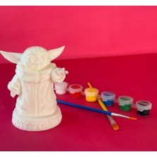Baby Yoda Figürü Boyama Seti – 15 cm | 3D Baskı + 6 Akrilik Boya + 2 Fırça Kendin Yap Seti