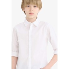 DeFacto Erkek Çocuk Polo Yaka Poplin Uzun Kollu Okul Gömleği T8853A625AU