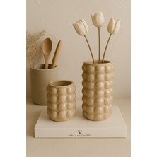El Yapımı Baloncuklu Beton Vazo Seti 2'li - Modern Dekoratif Bubble Vazo | V Vanilla Concept