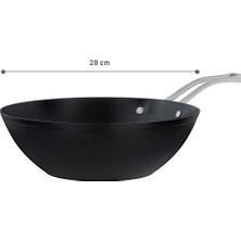 Madame Coco Titanium Professional Wok Tava - Siyah - 28 cm