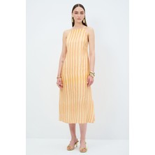 adL Halter Yaka Keten Elbise