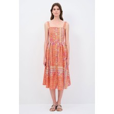 adL Askılı Desenli Elbise