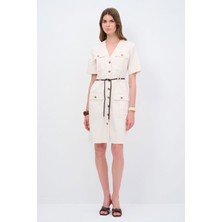 adL Kargo Cepli V Yaka Kısa Kollu Elbise