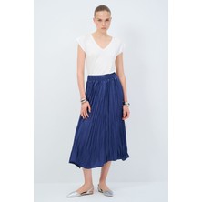 adL Beli Lastikli Piliseli Midi Etek