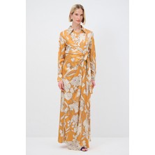 adL Mert Aslan Desenli Kruvaze Elbise