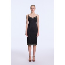 adL Night Zoom V Yaka Askılı Mini Elbise