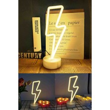 Şimşek Temalı Neon Gece Lambası USB ve Pilli Aydınlatmalı Dekoratif Parti Düğün Masaüstü Işık Seti