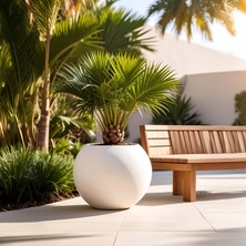 Aura Sphere Fiber Küre Saksı - Mat - 50x40cm Orta Boy