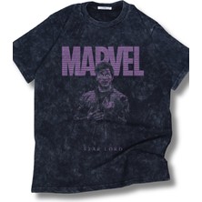 Unisex Star Lord Baskılı Yıkamalı T-Shirt, Oversize Mar Vel Yazılı Vintage Tişört
