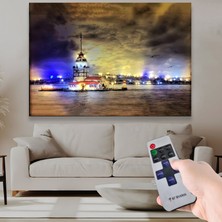 LED Işıklı Uzaktan Kumandalı Kız Kulesi Kanvas Tablo