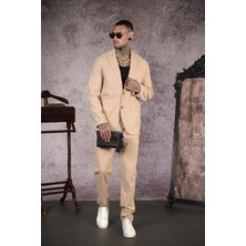Regular Kalıp Blazer Keten Alt Üst Takım