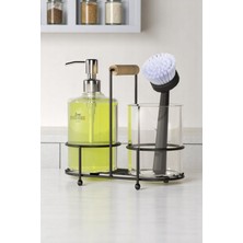 2 Li Metal Standlı Plastik Sıvı Sabun Şişesi Sabunluk 500 ml Siyah