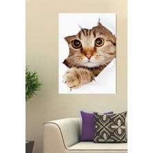 Tablodan Cıkmaya Çalışan Kedi Kanvas Tablo Ev Duvar Salon Oda Ofis Hediyelik Dekarasyon Süsü