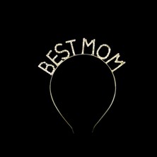 Mom To Be Kuşak ve Best Mom Metal Taç & Baby Shower Set & Beyaz Altın Kuşak Altın Taç