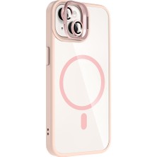 Gpack iPhone 14 Uyumlu Kılıf Standlı M-Safe Özellikli Etro Kapak + Lens Koruma Pembe