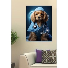 Doktor Komik Mizah Köpek Kanvas Tablo Ev Duvar Ofis Oda Hediyelik Dekarasyon Süsü