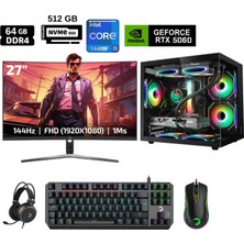 Bisistem Segotep-Bs-D Brave W1 Intel İ5-14400F 64GB Ddr4 Ram 512GB M.2 SSD RTX5060 Free-Dos Oyuncu Masaüstü Bilgisayar + Full Set