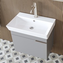 Roomart Likya Mdflam Kapaklı Lavabolu 60 cm Banyo Alt Dolabı + Banyo Üst Dolabı + Banyo Boy Dolabı