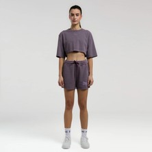 Everlast Bronx 1910 Kadın Mor Crop T-SHIRT Nefes Alabilir Kumaş ve Şık Tasarım