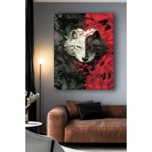 Özkacar Group Kırmızı Siyah Kurt Ülkücü Mhp Kanvas Tablo Ev Duvar Salon Ofis Dükkan Hediyelik Dekarasyon Süsü
