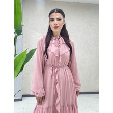 Fırfırlı Şifon Elbise