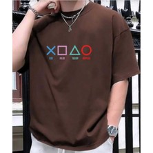 Malkoçbey Play Game Baskılı Oversize Unisex Basic T-Şihirt