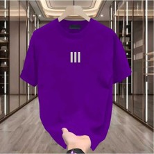 Maloçbey 3 Çizgi Baskılı Oversize Unisex Basic O Yaka T-Shirt